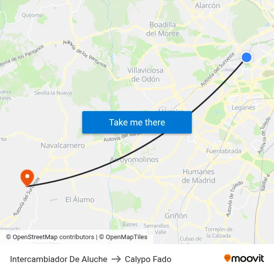 Intercambiador De Aluche to Calypo Fado map
