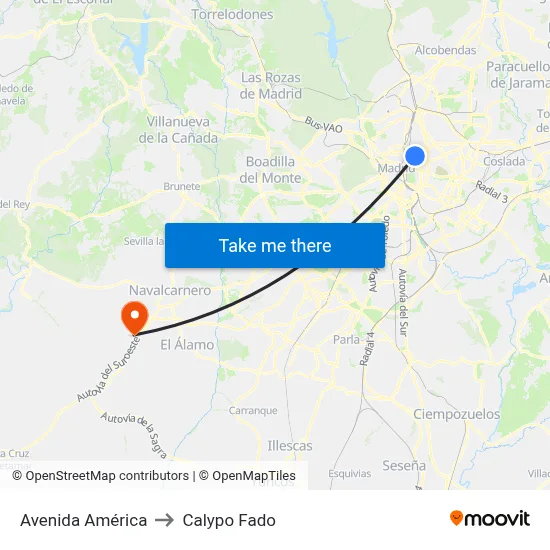 Avenida América to Calypo Fado map