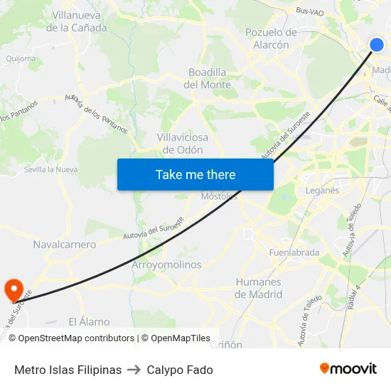 Metro Islas Filipinas to Calypo Fado map