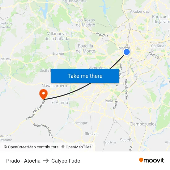 Prado - Atocha to Calypo Fado map