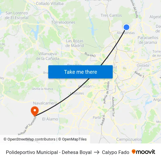 Polideportivo Municipal - Dehesa Boyal to Calypo Fado map