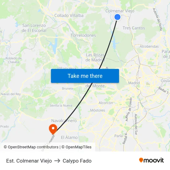 Est. Colmenar Viejo to Calypo Fado map
