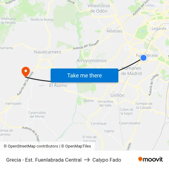 Grecia - Est. Fuenlabrada Central to Calypo Fado map