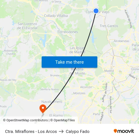 Ctra. Miraflores - Los Arcos to Calypo Fado map