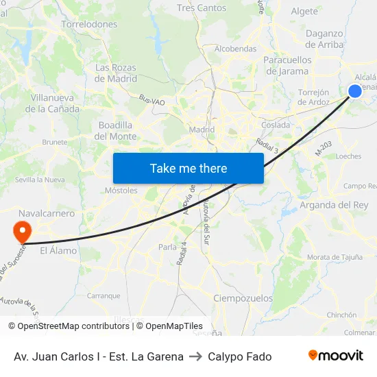 Av. Juan Carlos I - Est. La Garena to Calypo Fado map
