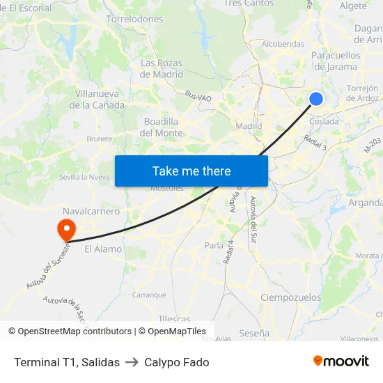 Terminal T1, Salidas to Calypo Fado map