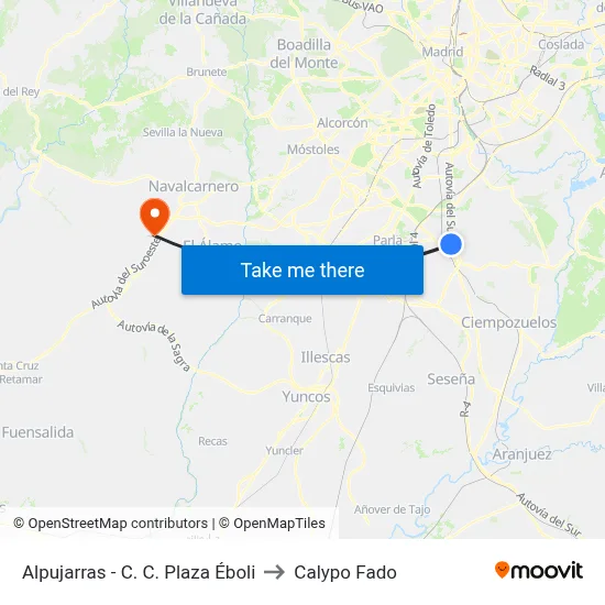 Alpujarras - C. C. Plaza Éboli to Calypo Fado map
