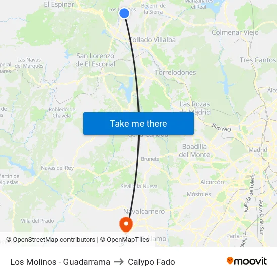 Los Molinos - Guadarrama to Calypo Fado map