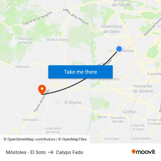 Móstoles - El Soto to Calypo Fado map