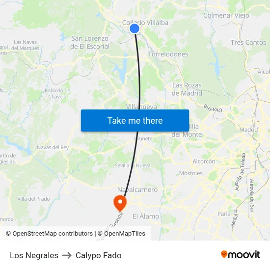 Los Negrales to Calypo Fado map
