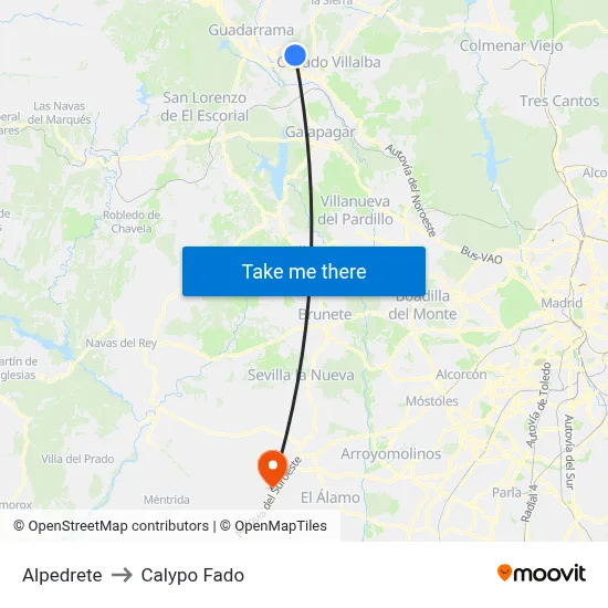 Alpedrete to Calypo Fado map