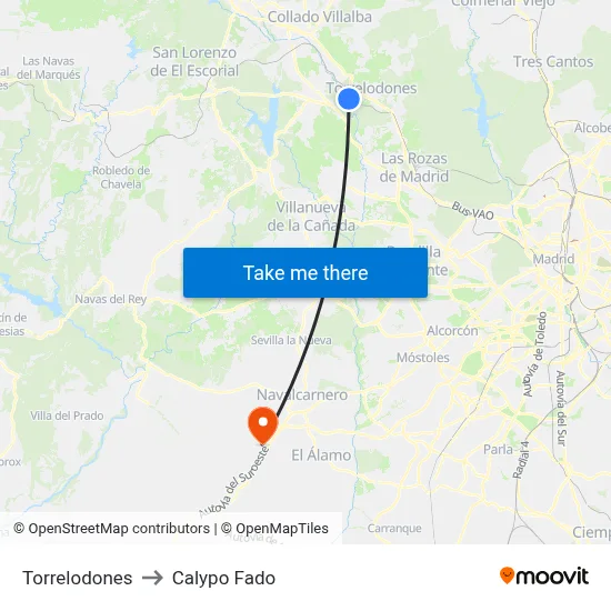 Torrelodones to Calypo Fado map