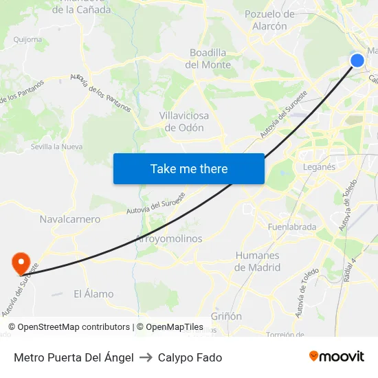 Metro Puerta Del Ángel to Calypo Fado map
