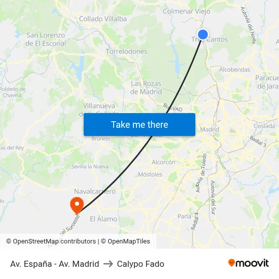 Av. España - Av. Madrid to Calypo Fado map