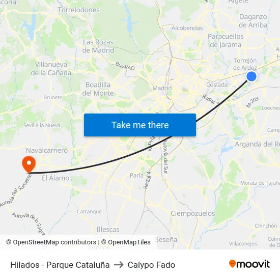 Hilados - Parque Cataluña to Calypo Fado map