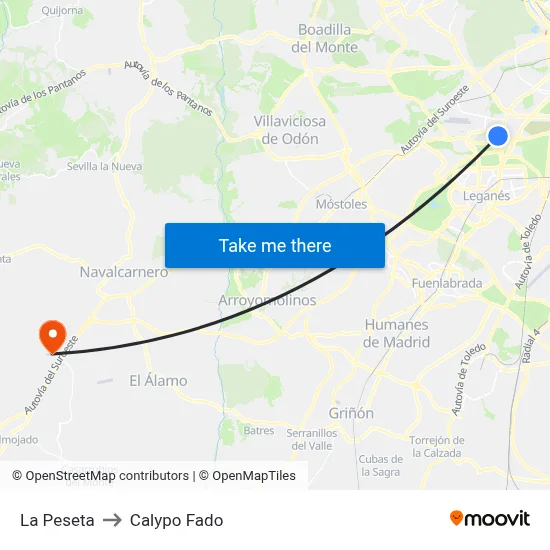 La Peseta to Calypo Fado map