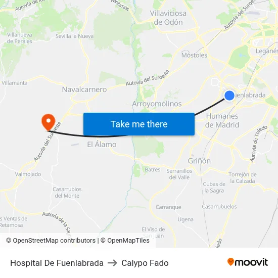Hospital De Fuenlabrada to Calypo Fado map