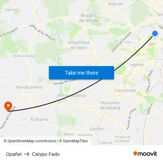 Opañel to Calypo Fado map