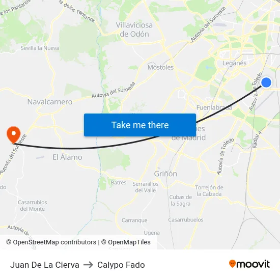 Juan De La Cierva to Calypo Fado map