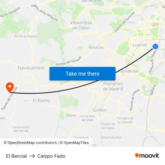 El Bercial to Calypo Fado map