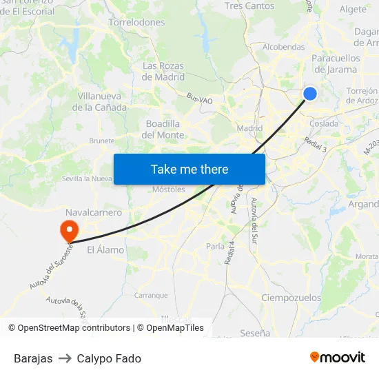 Barajas to Calypo Fado map