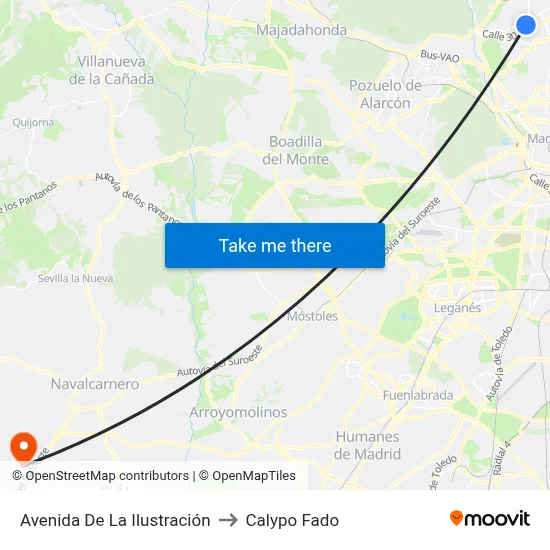 Avenida De La Ilustración to Calypo Fado map