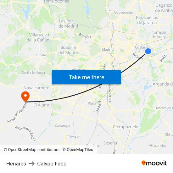 Henares to Calypo Fado map
