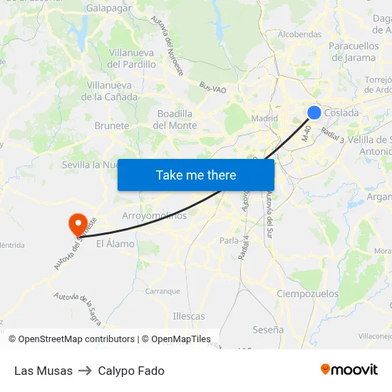 Las Musas to Calypo Fado map