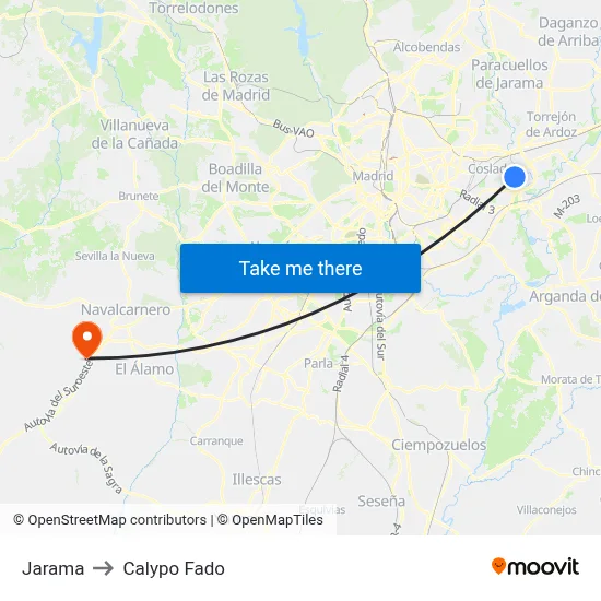 Jarama to Calypo Fado map