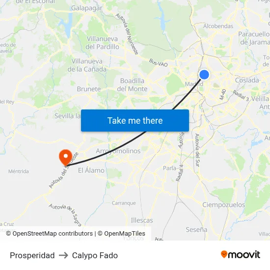 Prosperidad to Calypo Fado map