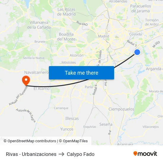 Rivas - Urbanizaciones to Calypo Fado map