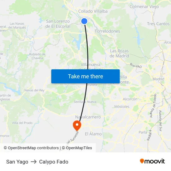 San Yago to Calypo Fado map