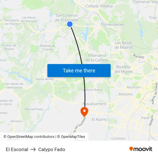 El Escorial to Calypo Fado map