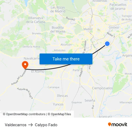 Valdecarros to Calypo Fado map