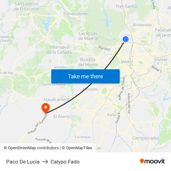 Paco De Lucía to Calypo Fado map