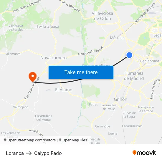 Loranca to Calypo Fado map
