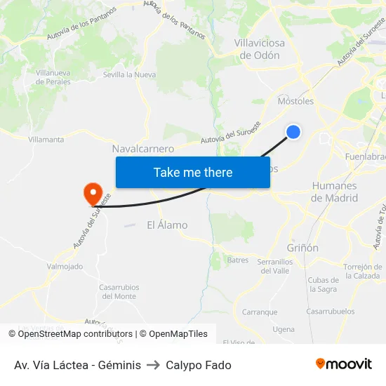 Av. Vía Láctea - Géminis to Calypo Fado map