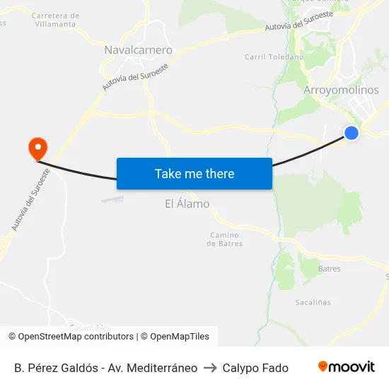 B. Pérez Galdós - Av. Mediterráneo to Calypo Fado map