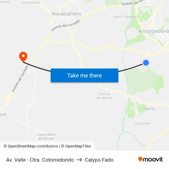 Av. Valle - Ctra. Cotorredondo to Calypo Fado map