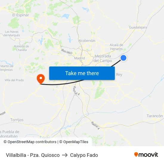 Villalbilla - Pza. Quiosco to Calypo Fado map