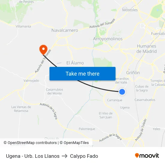 Ugena - Urb. Los Llanos to Calypo Fado map