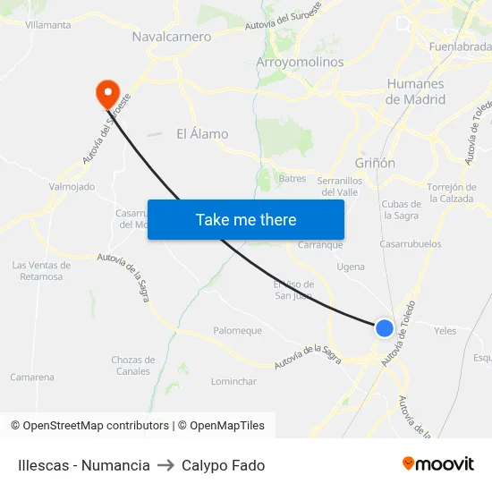 Illescas - Numancia to Calypo Fado map