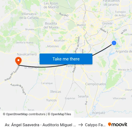 Av. Ángel Saavedra - Auditorio Miguel Ríos to Calypo Fado map
