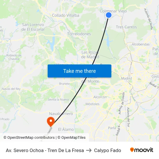 Av. Severo Ochoa - Tren De La Fresa to Calypo Fado map