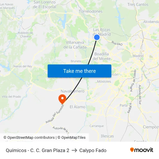 Químicos - C. C. Gran Plaza 2 to Calypo Fado map