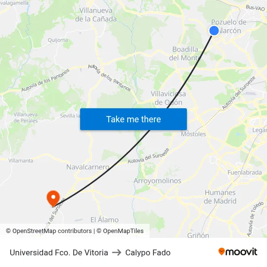 Universidad Fco. De Vitoria to Calypo Fado map