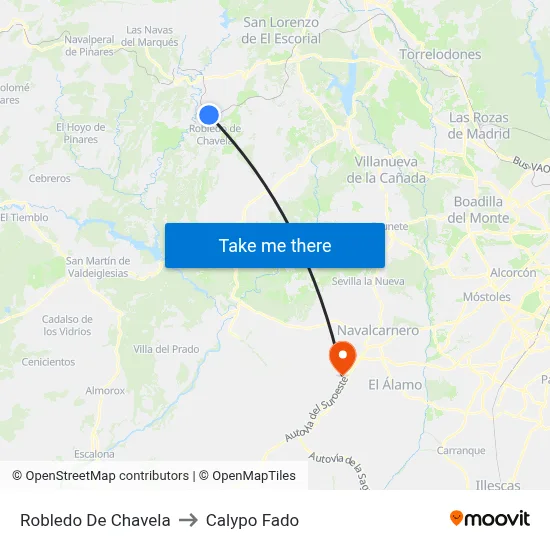 Robledo De Chavela to Calypo Fado map