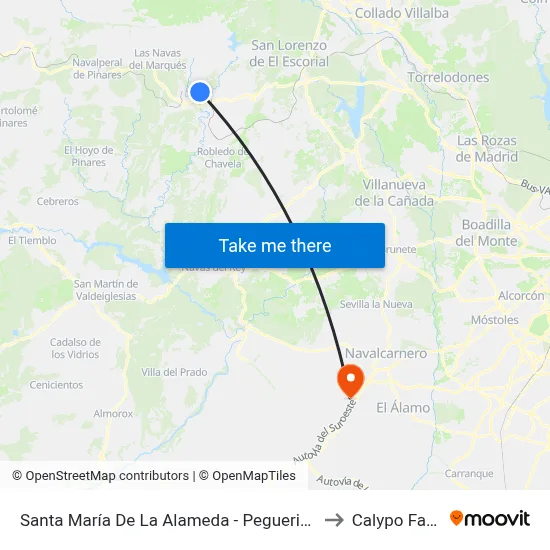 Santa María De La Alameda - Peguerinos to Calypo Fado map