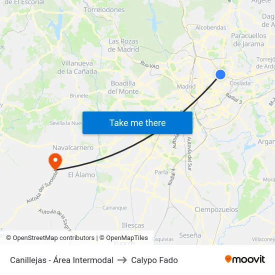 Canillejas - Área Intermodal to Calypo Fado map