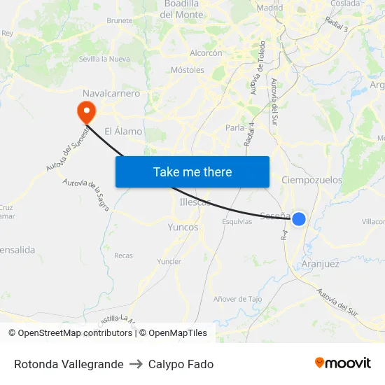 Rotonda Vallegrande to Calypo Fado map